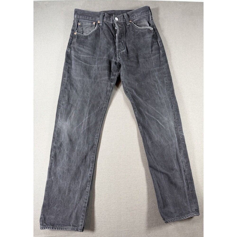 Levis 501 Jeans Men’s 30x30 Black Denim Faded Regular Straight Leg Button Fly